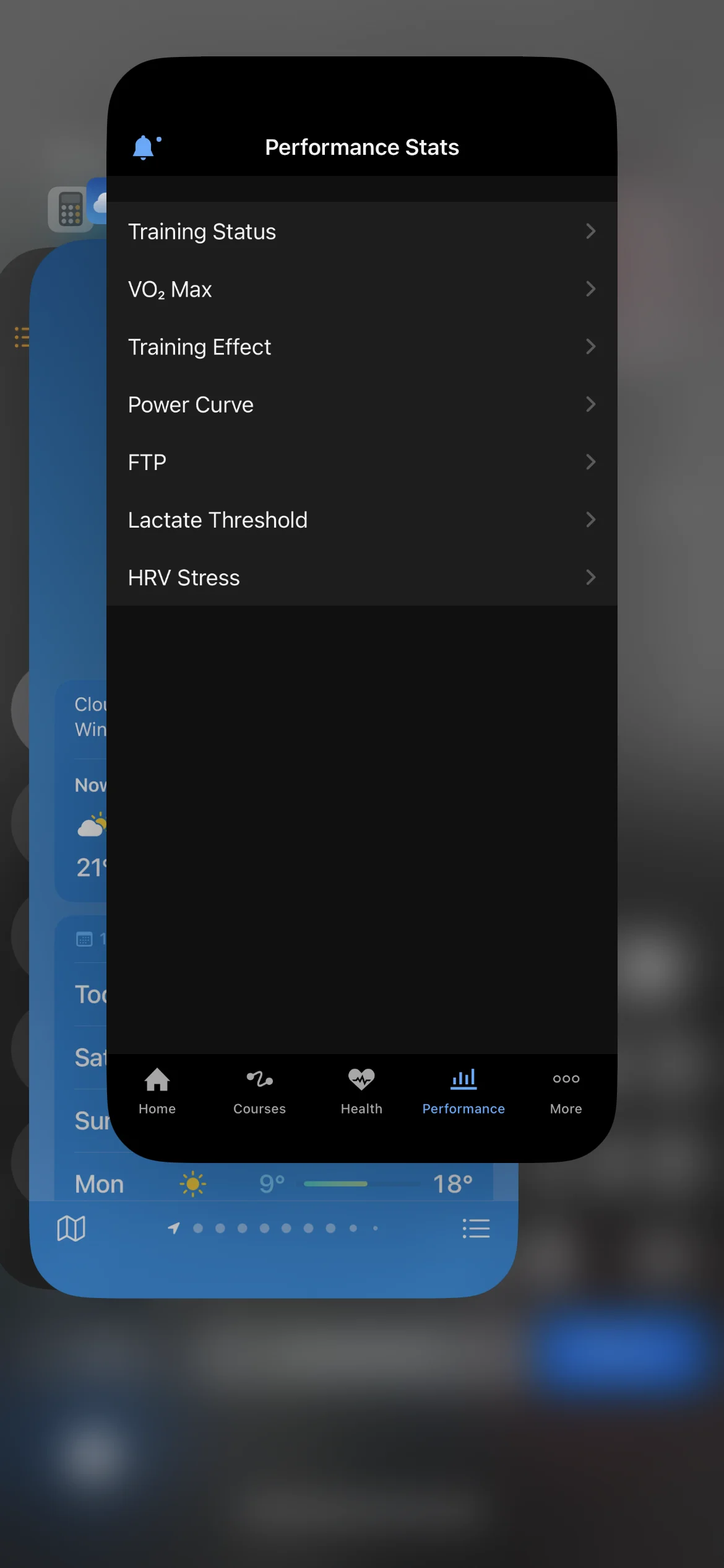 Garmin Connect wird im iPhone App-Switcher weggezogen